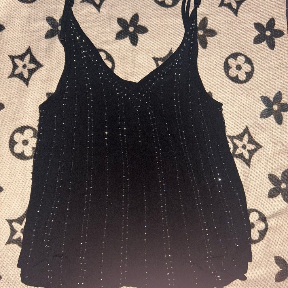 Free People Black Sequin Camisole Top